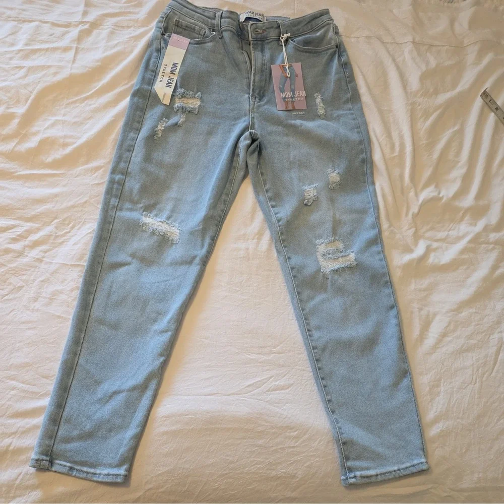 Wax Jeans Collection NWT Mom Light Wash  Denim Women Stretch Size 9/29‎ 90255